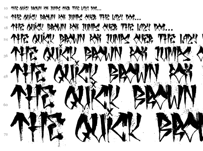Urban Decay font waterfall